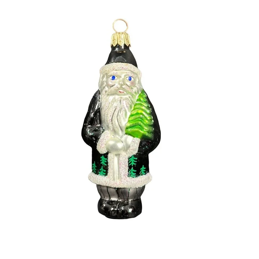Christopher Radko Santa Claus Ornament Elfin Evening Black‎ Coat with Tree
